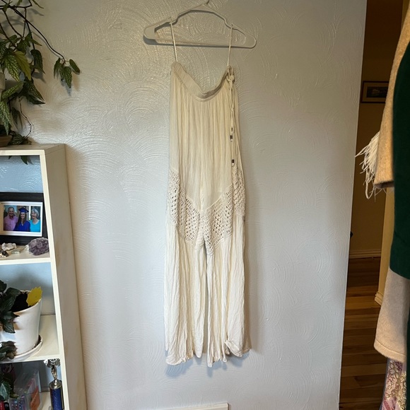 Free People Keeley Set in Ivory Crop Top Wide Leg High Waist Gauze Cotton Blend - Picture 13 of 16